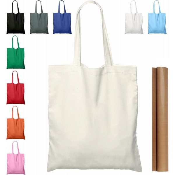 Natural Cotton Tote Bags, Lightweight Blank Bulk C...