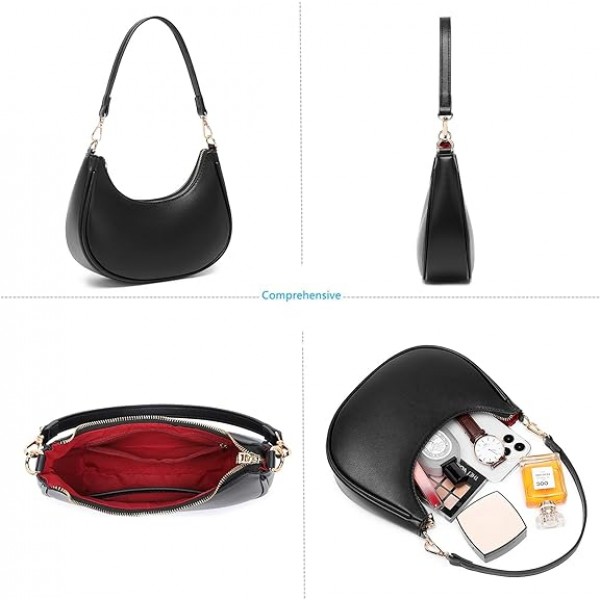 Shoulder Bags for Women, Cute Hobo Tote Handbag Mini Clutch Purse with Zipper Closure