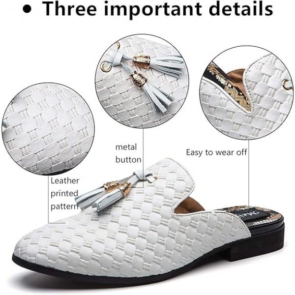 Men's Slippers Slip-On Loafers Leather Formal Wear Casual Open Back Sandals