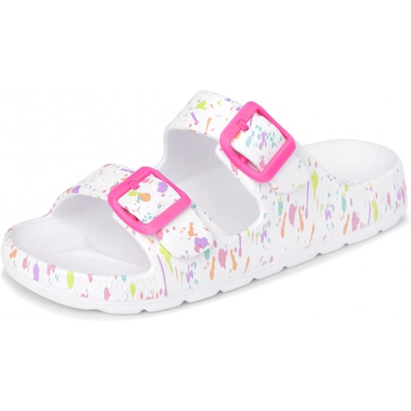 Unisex-Child Girls Double Buckle Slip on Slide San...
