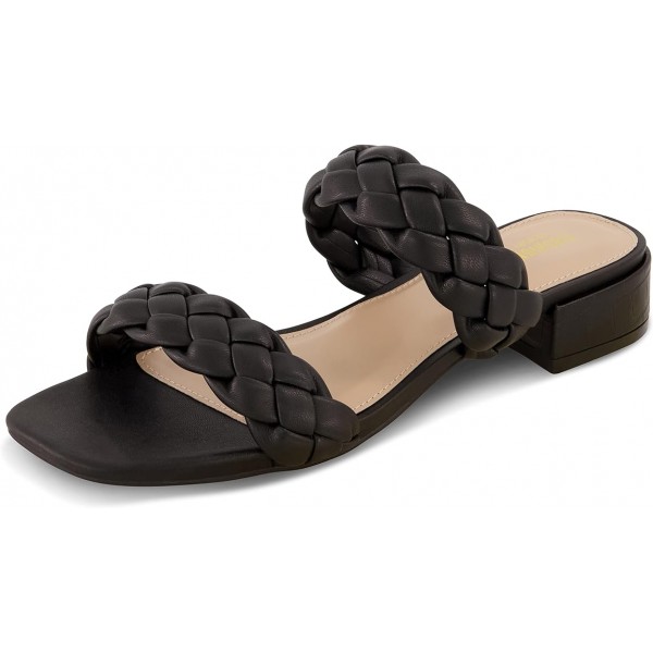 Women's Nan two band braided low block heel slide ...