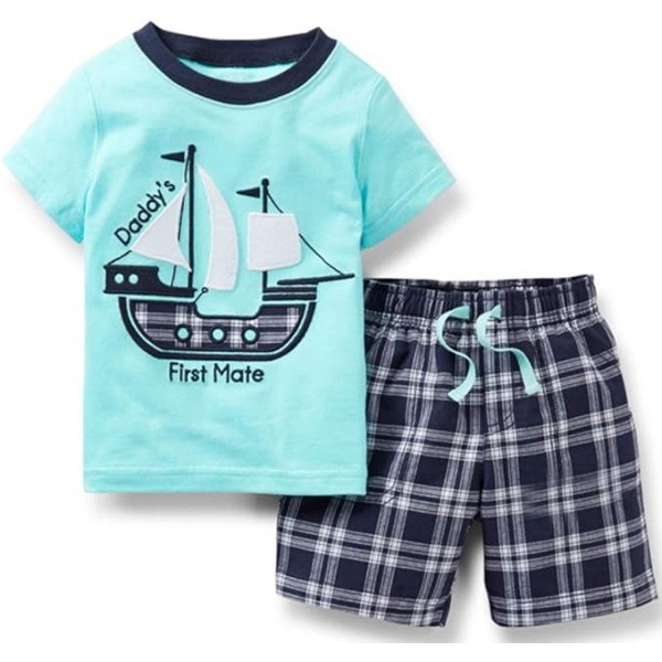 Toddler Boys Cotton Clothing Sets Short Sleeve Tee...