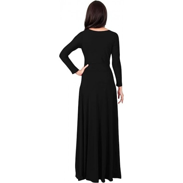Womens Long Sleeve Soft Flowy Empire Waist Fall Winter Party Gown
