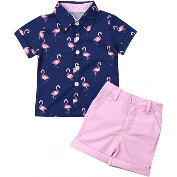 Toddler Baby Boys Summer Print Shirt Outfits Cloth...