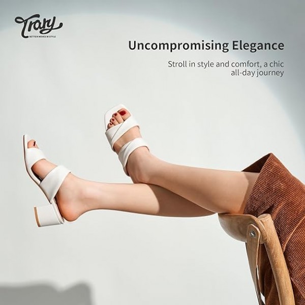 Square Toe Heels Sandals, 2inch Black White Nude Chunky Block Heels Sandals