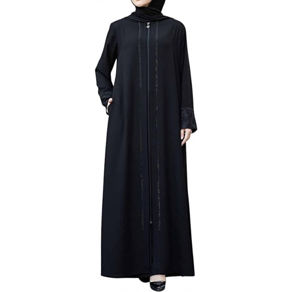 Women's Abaya Lace Applique Long Sleeve Floor Leng...