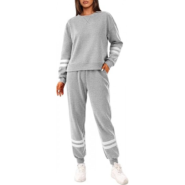 Women's 2 Piece Outfit Tracksuit Striped Long Slee...